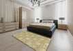 Abstract Yellow Modern Rug in a Bedroom, abs2735