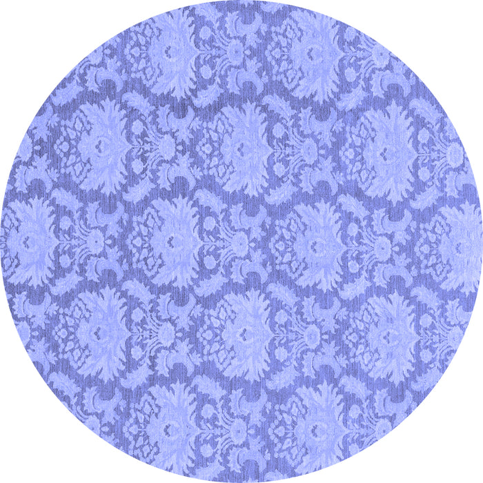 Round Machine Washable Abstract Blue Modern Rug, wshabs2735blu