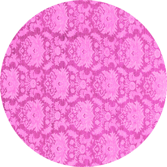 Round Machine Washable Abstract Pink Modern Rug, wshabs2735pnk