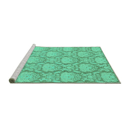 Sideview of Machine Washable Abstract Turquoise Modern Area Rugs, wshabs2735turq