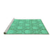 Sideview of Machine Washable Abstract Turquoise Modern Area Rugs, wshabs2735turq