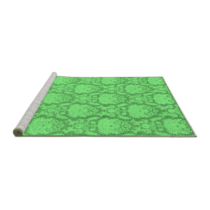 Sideview of Machine Washable Abstract Emerald Green Modern Area Rugs, wshabs2735emgrn