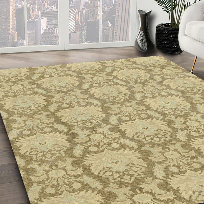 Abstract Yellow Modern Rug in Family Room, abs2735
