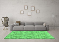 Machine Washable Abstract Emerald Green Modern Rug, wshabs2735emgrn