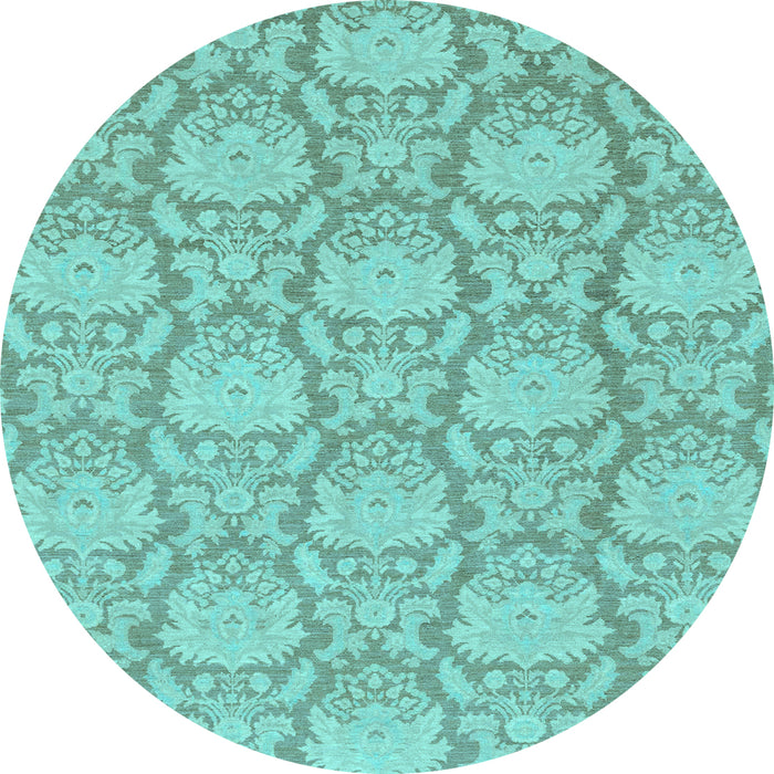 Round Abstract Light Blue Modern Rug, abs2735lblu
