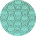 Round Abstract Light Blue Modern Rug, abs2735lblu