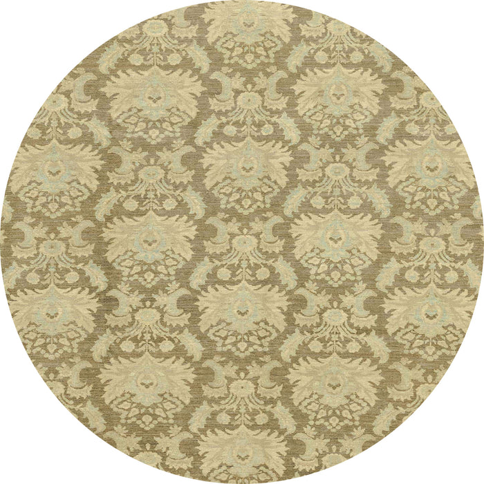 Round Machine Washable Abstract Yellow Rug, wshabs2735