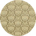 Round Machine Washable Abstract Yellow Rug, wshabs2735