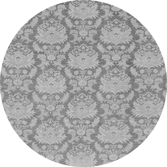 Round Machine Washable Abstract Gray Modern Rug, wshabs2735gry