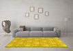 Machine Washable Abstract Yellow Modern Rug in a Living Room, wshabs2735yw