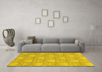 Machine Washable Abstract Yellow Modern Rug, wshabs2735yw