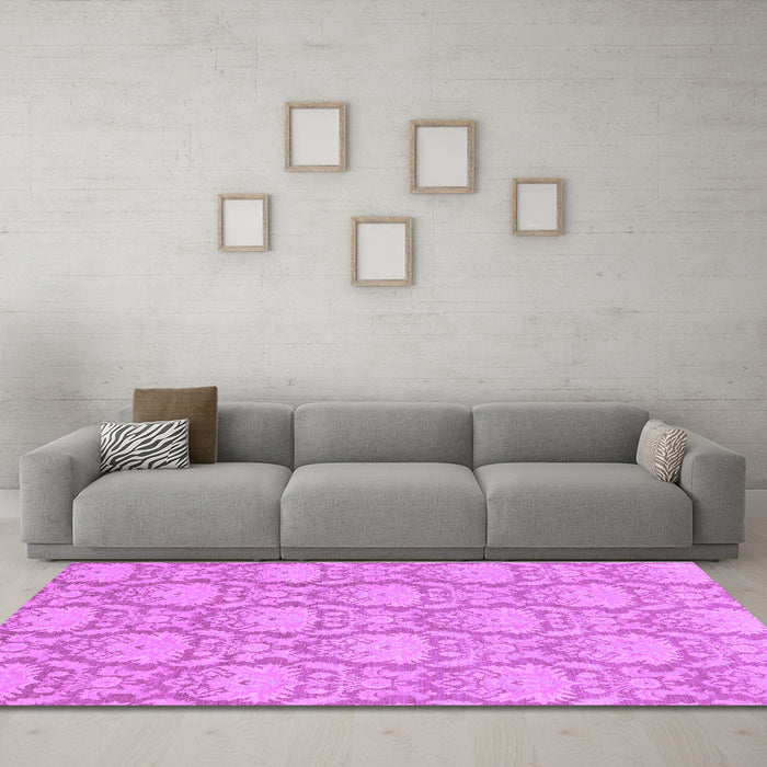 Machine Washable Abstract Purple Modern Area Rugs in a Living Room, wshabs2735pur