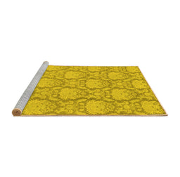 Sideview of Machine Washable Abstract Yellow Modern Rug, wshabs2735yw