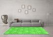 Machine Washable Abstract Green Modern Area Rugs in a Living Room,, wshabs2735grn