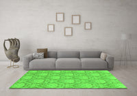 Machine Washable Abstract Green Modern Rug, wshabs2735grn