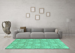 Machine Washable Abstract Turquoise Modern Area Rugs in a Living Room,, wshabs2735turq