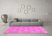 Machine Washable Abstract Pink Modern Rug in a Living Room, wshabs2735pnk