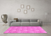 Machine Washable Abstract Pink Modern Rug, wshabs2735pnk