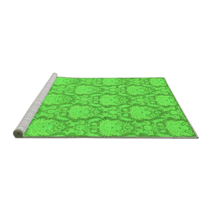 Sideview of Machine Washable Abstract Green Modern Area Rugs, wshabs2735grn