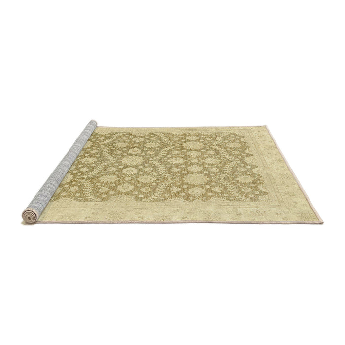 Sideview of Machine Washable Abstract Brown Gold Rug, wshabs2736