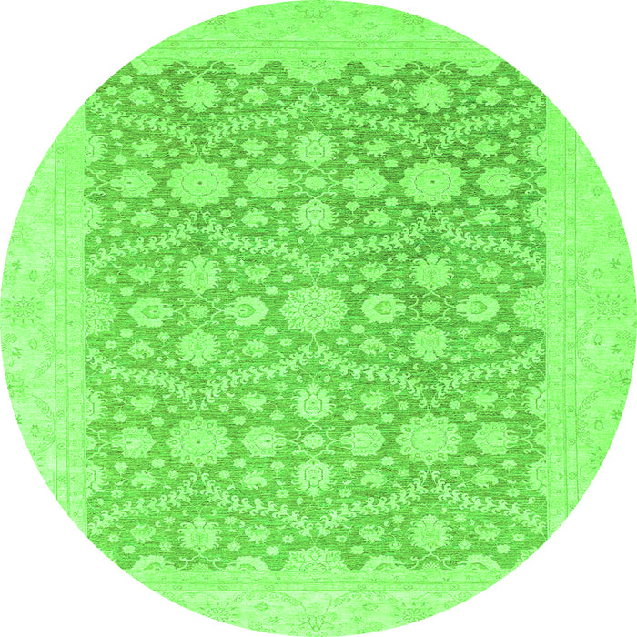 Round Oriental Green Traditional Rug, abs2736grn