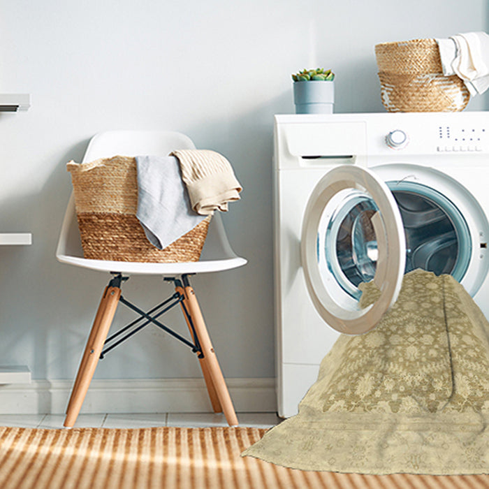 Machine Washable Abstract Brown Gold Rug in a Washing Machine, wshabs2736