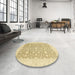 Round Abstract Brown Gold Oriental Rug in a Office, abs2736