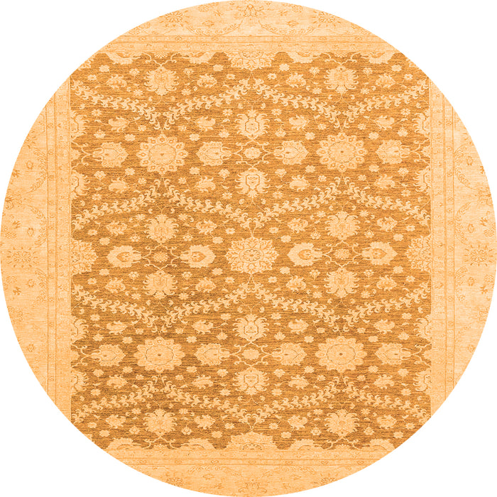 Round Oriental Orange Traditional Rug, abs2736org