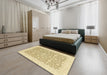 Machine Washable Abstract Brown Gold Rug in a Bedroom, wshabs2736