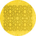 Round Oriental Yellow Traditional Rug, abs2736yw