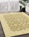 Abstract Brown Gold Oriental Rug in Family Room, abs2736