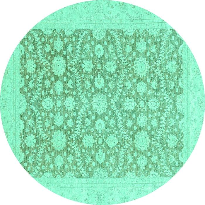Round Oriental Turquoise Traditional Rug, abs2736turq