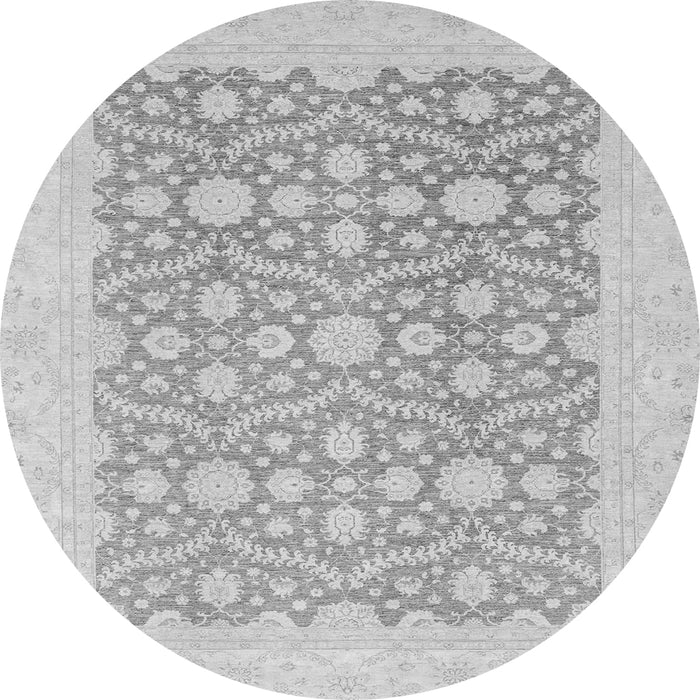 Round Machine Washable Oriental Gray Traditional Rug, wshabs2736gry