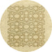 Round Abstract Brown Gold Oriental Rug, abs2736