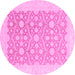 Round Machine Washable Oriental Pink Traditional Rug, wshabs2736pnk