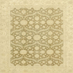 Square Machine Washable Abstract Brown Gold Rug, wshabs2736