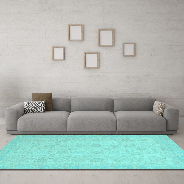 Machine Washable Abstract Light Blue Modern Rug in a Living Room, wshabs2737lblu