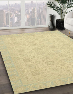 Abstract Brown Gold Modern Rug in Family Room, abs2737