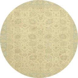 Round Machine Washable Abstract Brown Gold Rug, wshabs2737