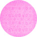 Round Machine Washable Abstract Pink Modern Rug, wshabs2737pnk