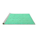 Sideview of Machine Washable Abstract Turquoise Modern Area Rugs, wshabs2737turq