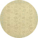 Round Abstract Brown Gold Modern Rug, abs2737