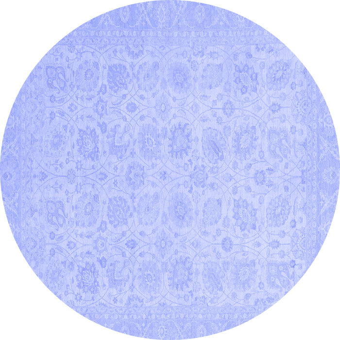 Round Abstract Blue Modern Rug, abs2737blu