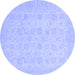 Round Abstract Blue Modern Rug, abs2737blu