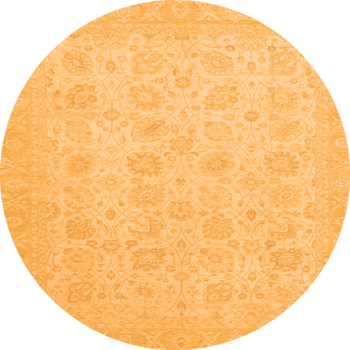Round Machine Washable Abstract Orange Modern Area Rugs, wshabs2737org