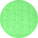 Round Abstract Emerald Green Modern Rug, abs2737emgrn