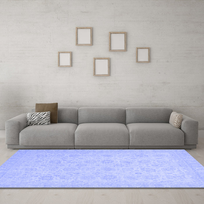 Machine Washable Abstract Blue Modern Rug in a Living Room, wshabs2737blu