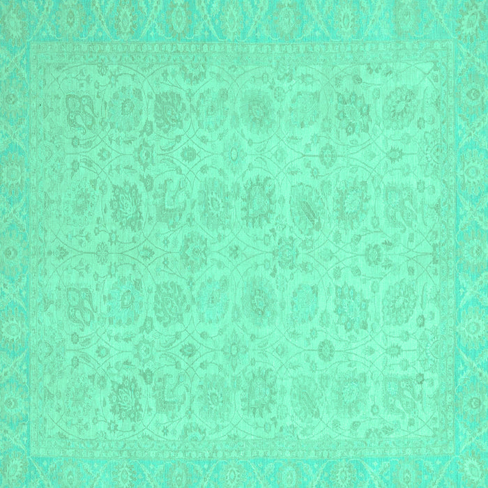 Square Machine Washable Abstract Turquoise Modern Area Rugs, wshabs2737turq