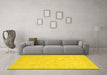 Machine Washable Abstract Yellow Modern Rug in a Living Room, wshabs2737yw