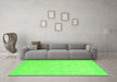 Machine Washable Abstract Green Modern Area Rugs in a Living Room,, wshabs2737grn